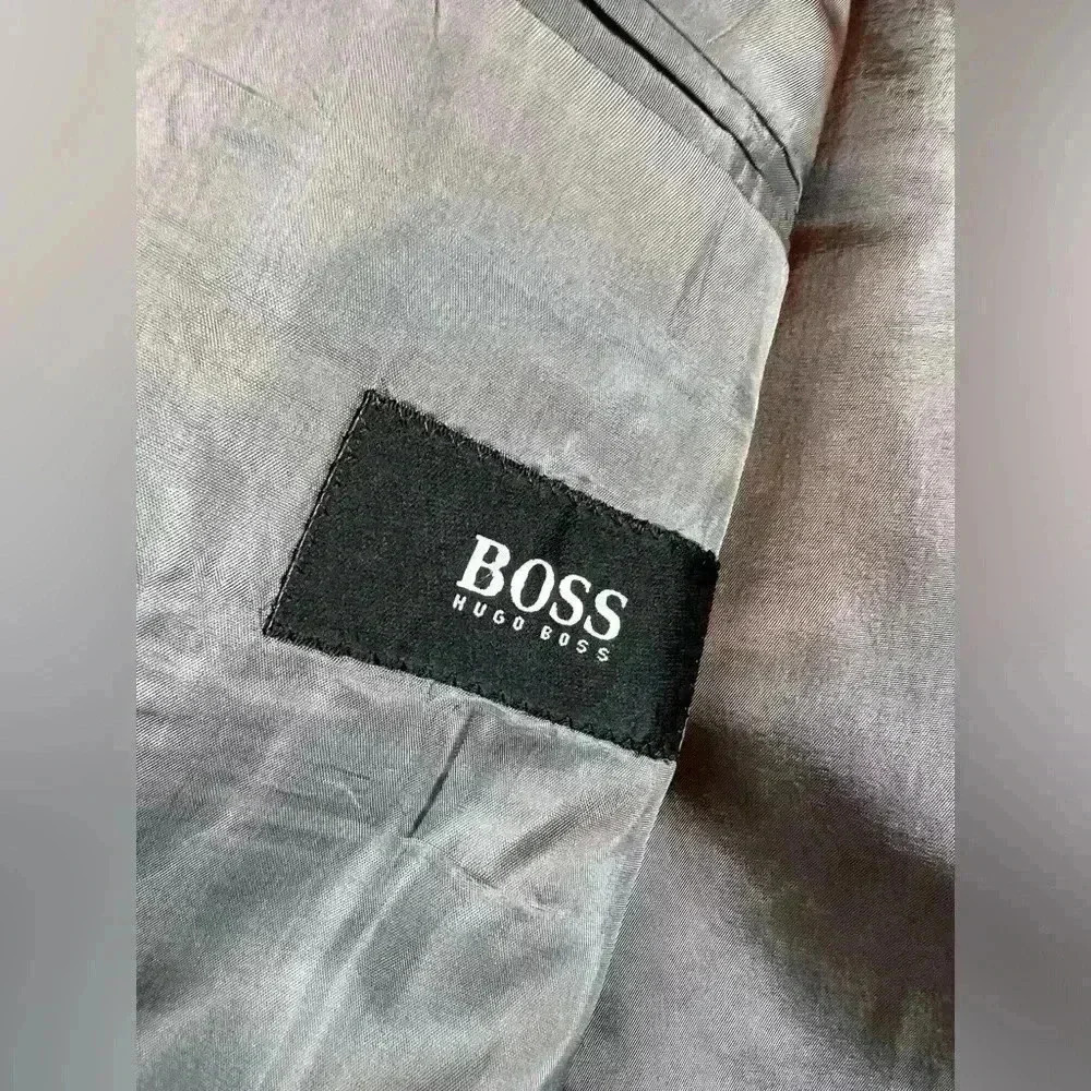 Hugo Boss Einstein sports coat jacket blazer size 42L black gray tic modern fit - Picture 7 of 13